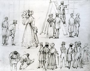 ウィンドウクリーナー付きのストリートシーン 作： George the Elder Scharf